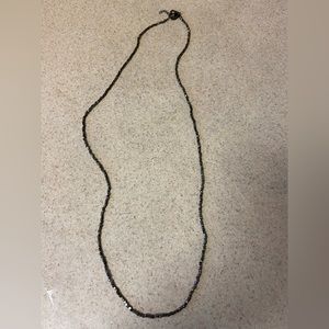 Metallic gray long necklace